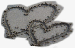沙滩手绘爱心痕迹素材
