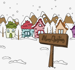飘雪的村庄下雪的村庄矢量图高清图片