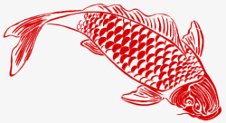 卡通红色鲤鱼素材