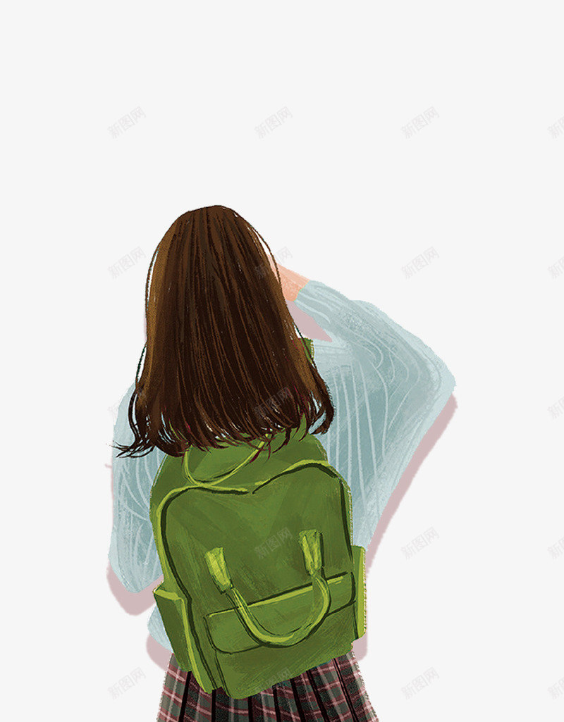 卡通手绘旅行的少女插画psd免抠素材_88icon https://88icon.com 卡通手绘 少女 插画 旅行 春游 海报 背包