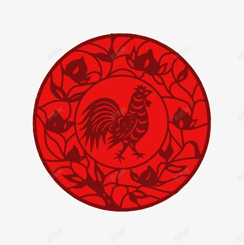 鸡年窗花png免抠素材_88icon https://88icon.com 喜庆 新年 窗花 鸡年