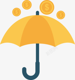 雨伞金币金钱雨伞高清图片