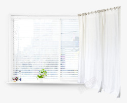 白色窗框窗户窗帘高清图片