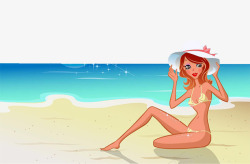 穿比基尼的美女海边沙滩美女高清图片