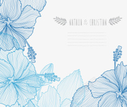 线稿蓝色花朵边框装饰矢量图素材