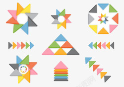 彩色七巧板七巧板三角形拼合多边形高清图片