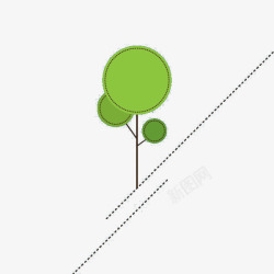 简洁断续线绿色树木素材