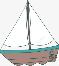 白色风帆的帆船素材