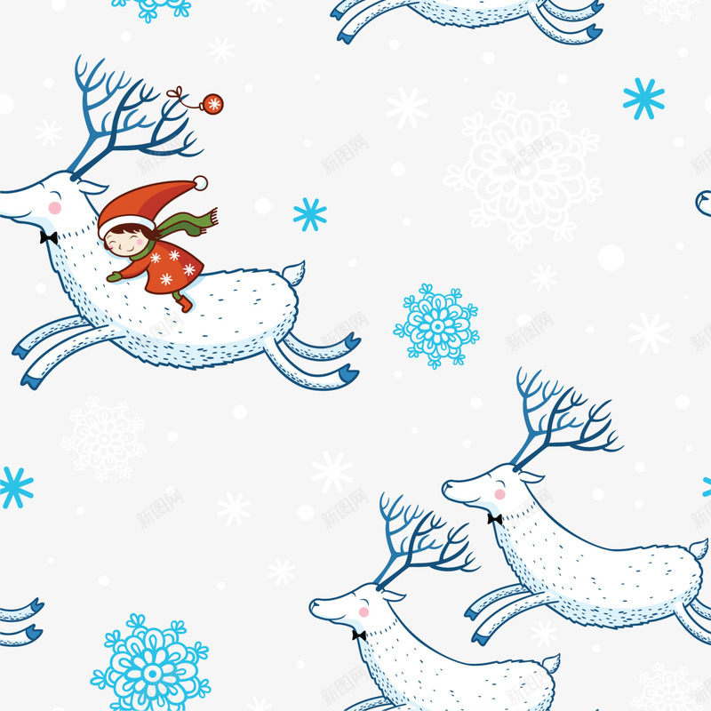 圣诞节可爱白色麋鹿png免抠素材_88icon https://88icon.com 可爱麋鹿 呆萌麋鹿 圣诞节麋鹿 奔跑 开心 白色麋鹿