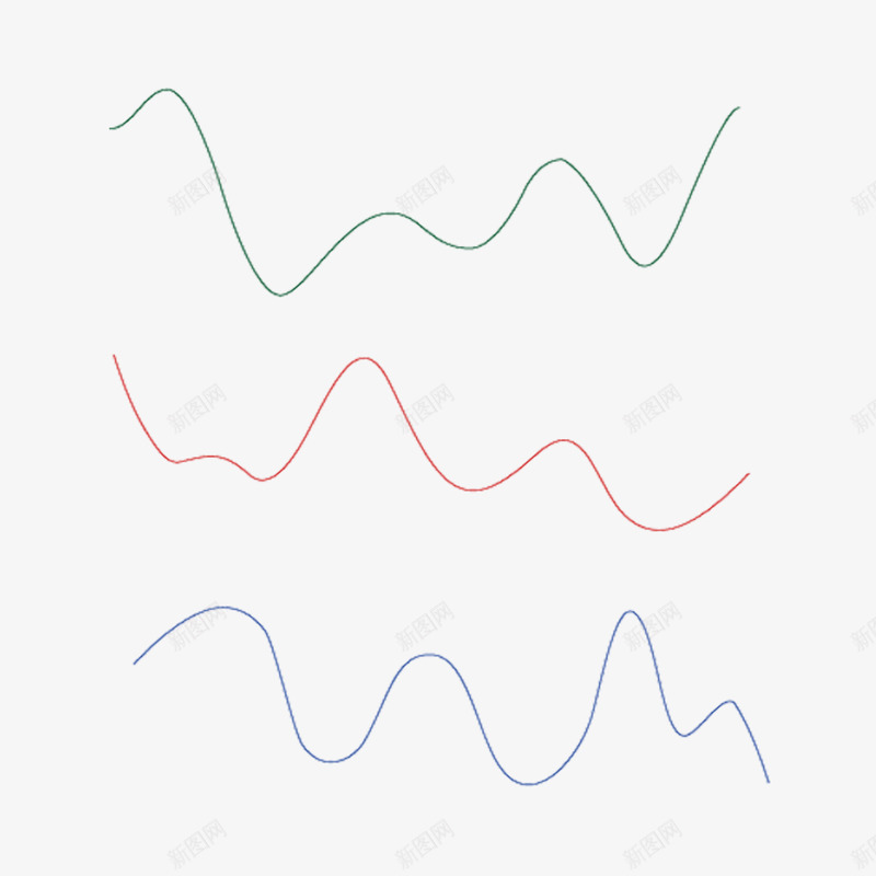 起伏线条矢量图ai免抠素材_88icon https://88icon.com 低谷 手绘 红色 线条 绿色 蓝色 起伏 起伏线 高峰 矢量图