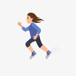 奔跑健身的女性卡通人物矢量图素材