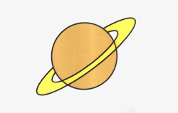 手绘黄色土星素材