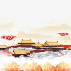 双节同庆北京故宫手绘素材
