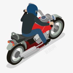 质感头盔男孩骑摩托车奔驰矢量图高清图片