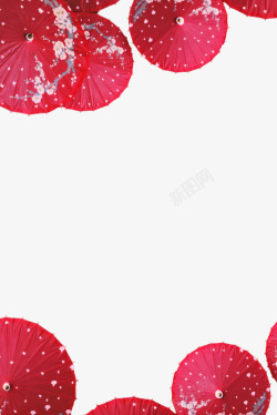 创意伞卡通手绘漂亮的带花红色纸伞高清图片
