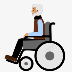 坐轮椅人物扁平化坐在轮椅上的老人矢量图高清图片