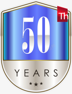 五十周年银色五十年纪念徽章高清图片