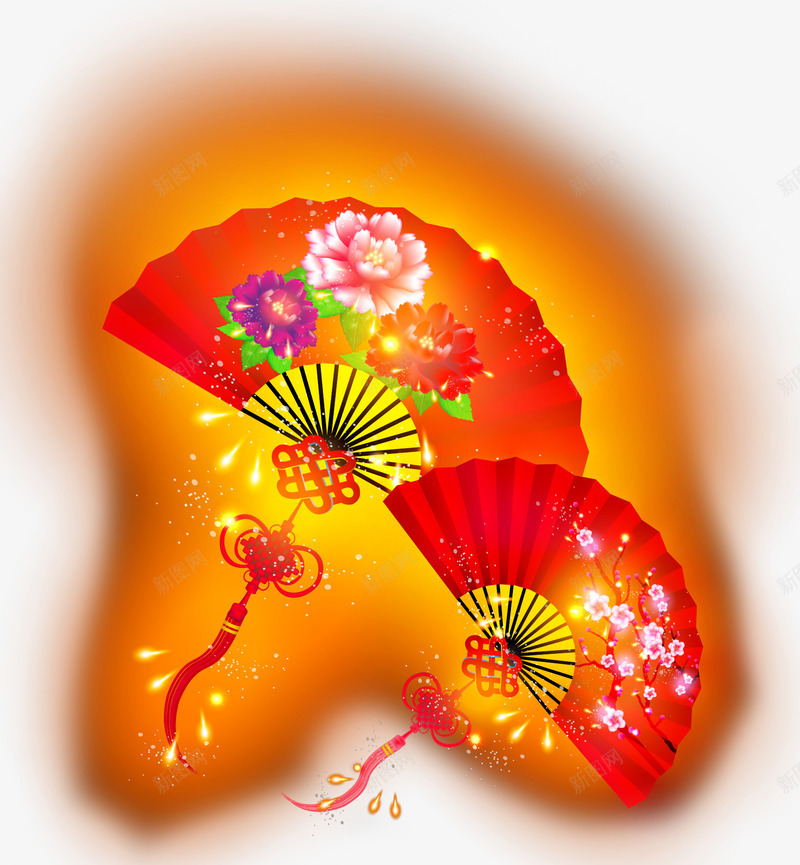 新年装饰扇子png免抠素材_88icon https://88icon.com 扇子 新年装饰 新春 春节 矢量图案 装饰图案 装饰扇子