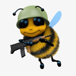 蜜蜂战士拿机关枪素材