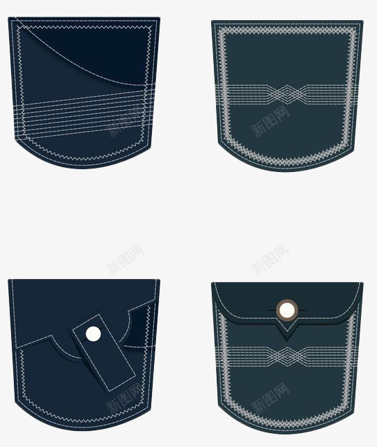 蓝色手绘牛仔布口袋png免抠素材_88icon https://88icon.com 口袋 扁平化 手绘 服装配件 牛仔布 牛仔裤口袋 蓝色 袋子 车线口袋 铆钉