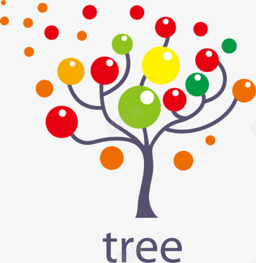 彩色创意树卡片环保创意装饰树图标图标