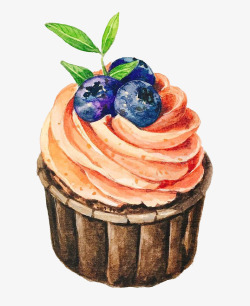 手绘藍莓巧克力蛋糕素材