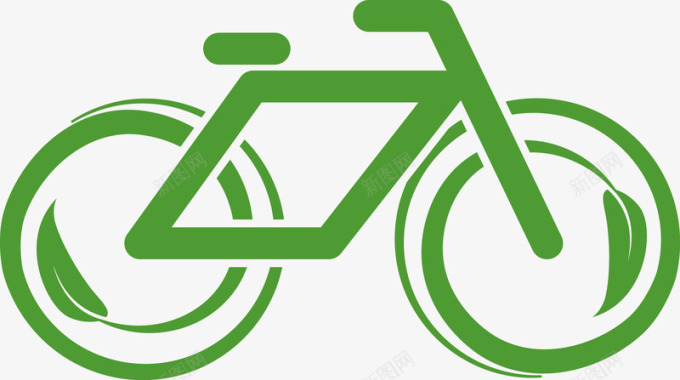 环保城市建设绿色环保自行车图标图标