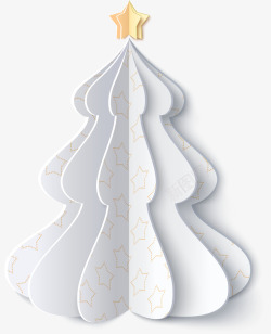 折纸免扣元素白色星星圣诞树高清图片
