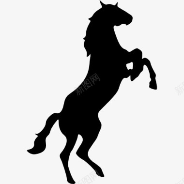 动物站在马的轮廓变面对权利图标图标