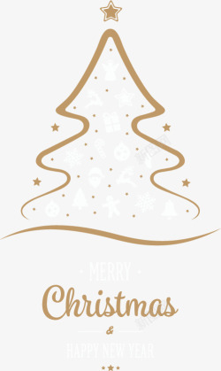 创意圣诞树矢量手绘线条圣诞树高清图片