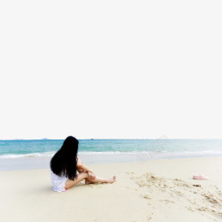 沙滩休息沙滩上休息的女生高清图片