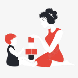 孩子与母亲矢量图素材