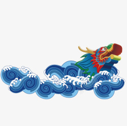 端午节赛龙舟蓝色海浪龙高清图片