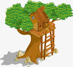 树上房屋人工制造高级树屋高清图片