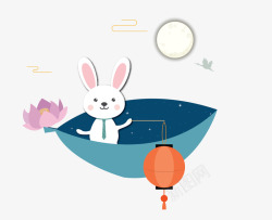 快乐的中秋节中秋佳节卡通兔子装饰矢量图高清图片