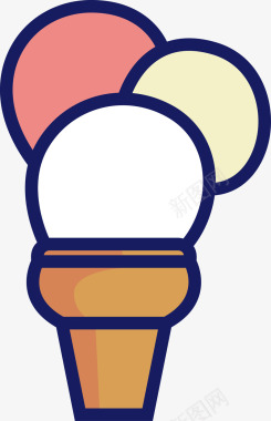 草莓酸奶冰激凌卡通冰淇淋球图图标图标