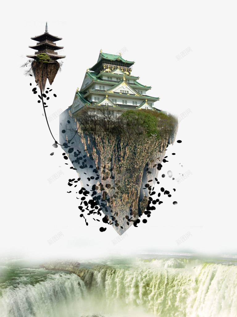 悬浮奇幻岛屿景象png免抠素材_88icon https://88icon.com 奇景 寺庙 山体 岛屿 悬浮 景观 流水 瀑布