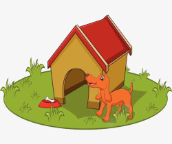 小狗房免抠素材草坪上的狗房高清图片