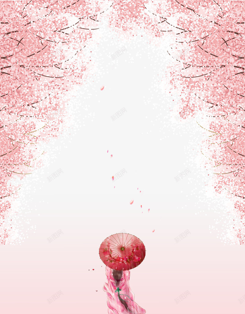 缤纷桃花海报背景装饰png设计背景_88icon https://88icon.com 唯美 手绘 春天 春暖花开 桃花 桃花树 桃花节 浪漫 粉色花瓣