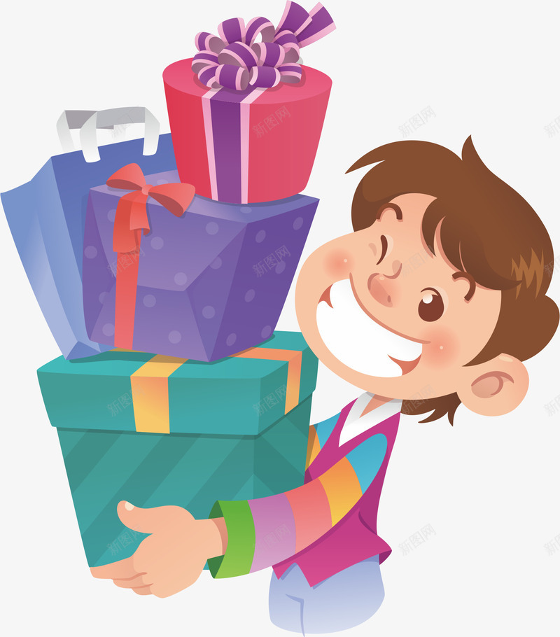 收到礼物的男孩png免抠素材_88icon https://88icon.com 卡通人物 彩色 礼物盒 高兴 高兴的人