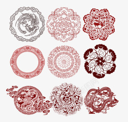 红色白色花纹中国风底纹花纹团纹高清图片