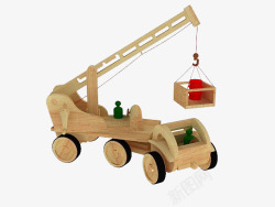 木头吊车儿童小玩具木头车高清图片