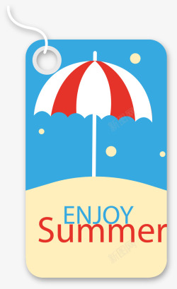 享受夏季沙滩伞吊卡素材
