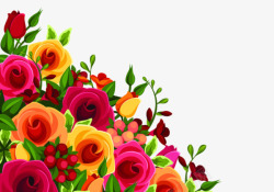 彩色花朵相框边缘装饰素材