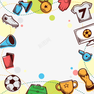 足球比赛卡通世界杯体育用品边框矢量图图标图标