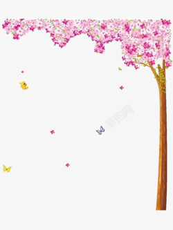 手绘樱花树素材