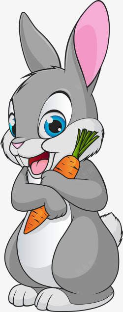 抱红萝卜的兔子可爱的小灰兔高清图片