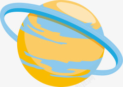 黄色星球土星环矢量图素材