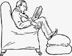 手绘座椅中年人休闲看书矢量图素材