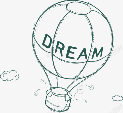 小气球手绘梦想热气球漫画造型图标图标